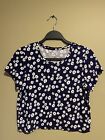 aero seriously soft juniors size S/P easy tee navy with flower print