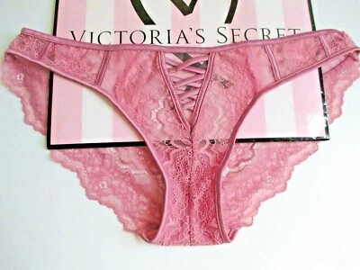 VICTORIA'S SECRET DREAM ANGELS Cheekini Panty M L XL Dusk Mauve Pink Lace Mesh - Image 1 of 4