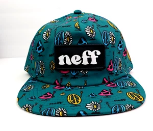 Neff Good Guys Adult Mens One Size Green Peace Graphic Adjustable Snapback Hat - Picture 1 of 6