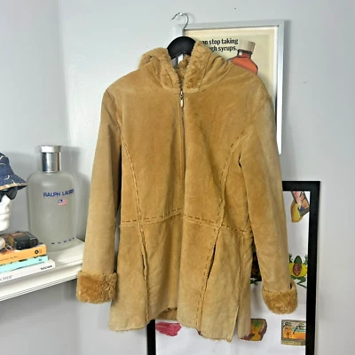 Abrigo afgano Penny Lane de cuero genuino Winlit vintage de los años 90 talla mediana con cremallera Foto 1 de 4