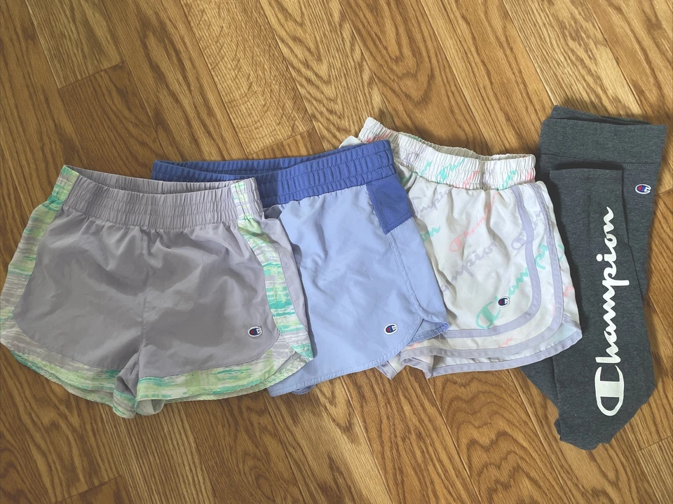 Champion Girls Lot,  Active Shorts (3) GrayLeggings (1) Size M-L. Pastel Colors - Image 1 of 4