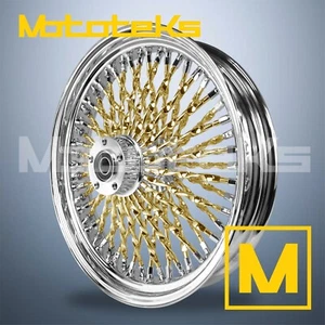 21X3.5 CALI FAT SPOKE WHEEL 52 STAINLESS 24K GOLD FOR HARLEY SOFTAIL FRONT RIM - Picture 1 of 5