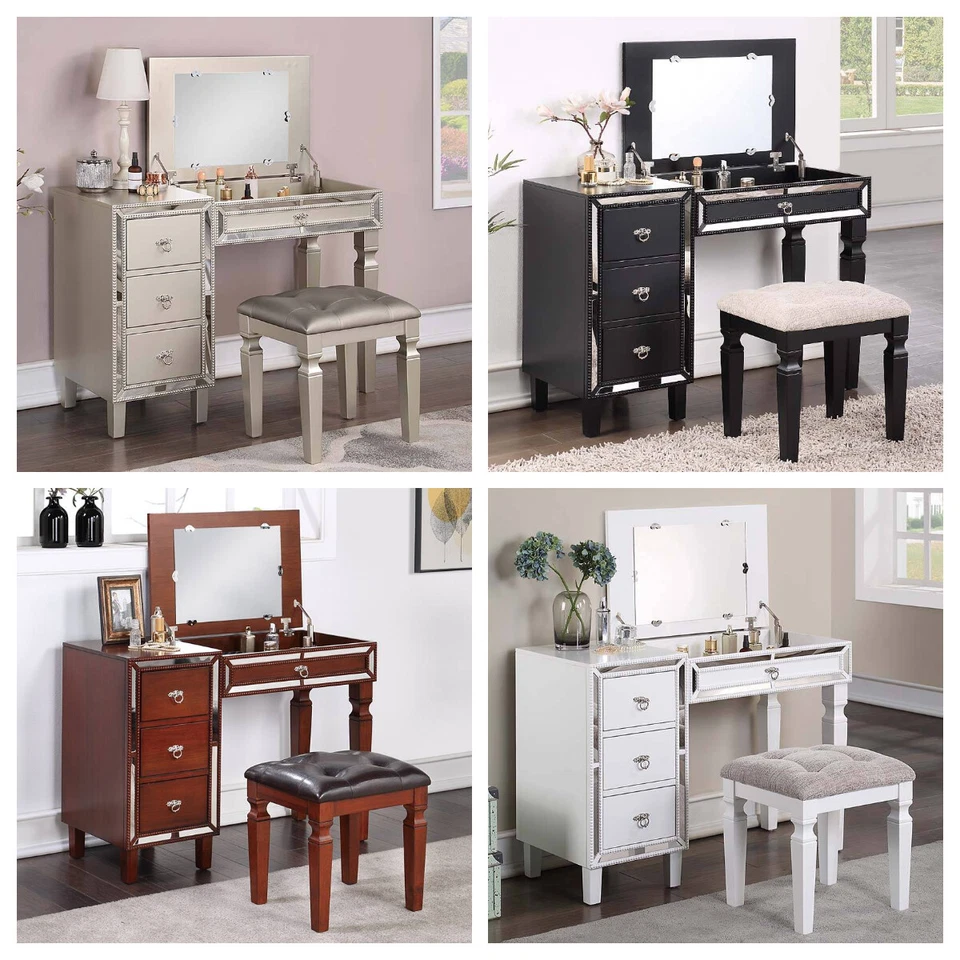 Новый 4 цвета классический стиль резиновый деревянный спальни туалетный столик комплект с мягкой подушкой табурет - Изображение 1 из 1
