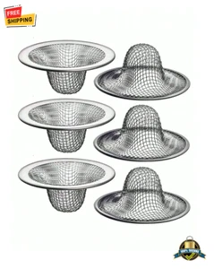 6pcs Stainless Steel Sink Strainer Mesh Drain Hair Catcher for Bathroom - Picture 1 of 6