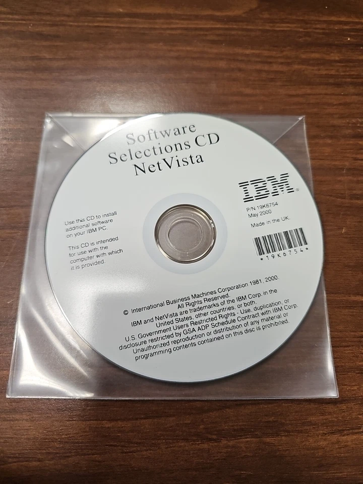 Software Selections CD Net Vista for IBM. P/N 19K6754 Maggio 2000 - Immagine 1 di 1