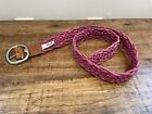 Womens Fossil Belt womens size small pink macrame leather trim