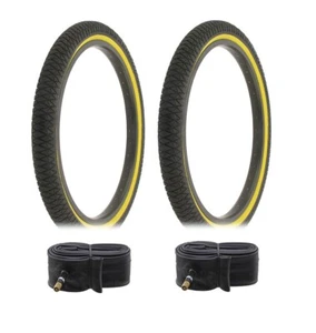 PAIR OF BLACK GUM BICYCLE BMX TIRES W/ TUBES IN 20 X 1.95 X-PERFORMER TREAD - Picture 1 of 1