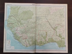 VINTAGE MAP-THE TIMES ATLAS OF THE WORLD-WEST AFRICA -1922 - Picture 1 of 3