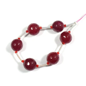 Piedras preciosas redondas facetadas de ágata roja natural 12 mm A++ 5,5" cuentas sueltas para joyería - Imagen 1 de 4