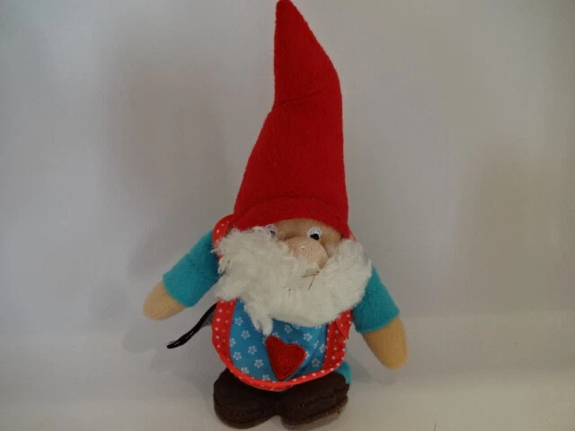 Plüschfigur / Zwerg mit Schürze türkisen Anzug - ca  180 mm groß / unbespielt - Bild 1 von 1