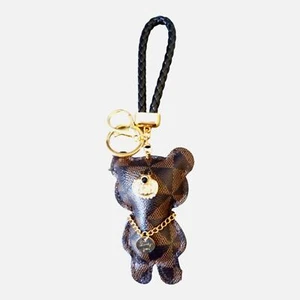 Teddy Bear Keychain Bling Leather Brown or Craft Charm Accent - Picture 1 of 5