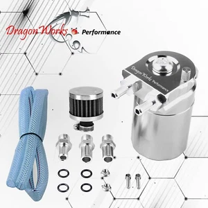 Oil Catch Can Reservoir Baffled Tank Breather Filter Universal Silver Fits Ram - Bild 1 von 10