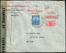 2658 Colombia To Us Censored Air Mail Cover 1943 Machine Cancel Bco. De Colombia