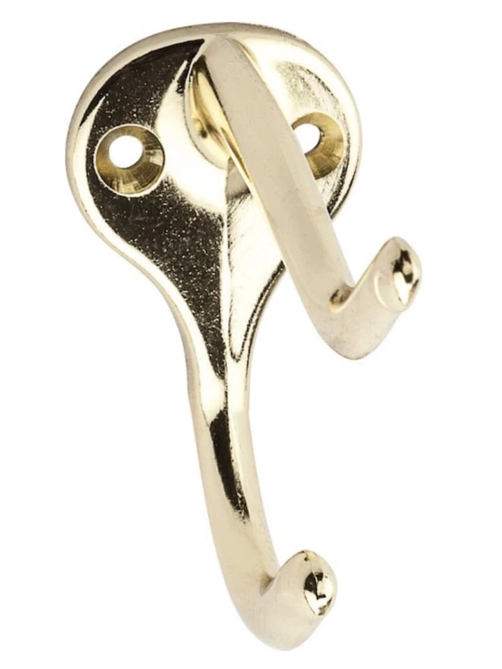Gatehouse Dual Hook Brass Towel Hook Polished Brass Finish #803702
