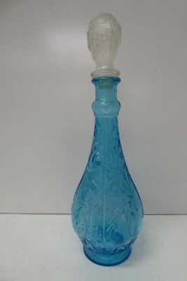 ART GLASS ITALIAN MID CENTURY VINTAGE BLUE GENIE BOTTLE DECANTER  - image 1 of 4
