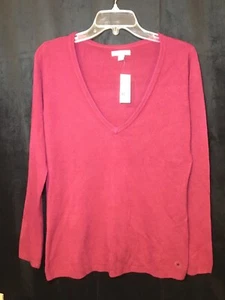 New York & Company Wine Color Long Sleeve V Neck  Sweater Size Medium C3 - Picture 1 of 6
