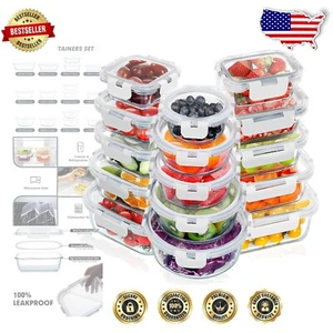Durable 30-Piece Stackable Glass Containers - Perfect for Meal Prep & Storage - Picture 1 of 9