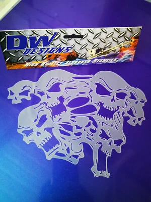 skull multi set of 3 sizes mylar art craft airbrush stencil. - Image 1 of 4