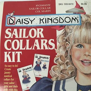 Daisy Kingdom Sailor Collars Kit Girl And Doll Size Dress Collar Trim 4 Pc Vtg - Picture 1 of 7