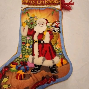 Sunset Crewel Stickerei Stickerei Urlaub Strumpf, Weihnachtsmann - Bild 1 von 11