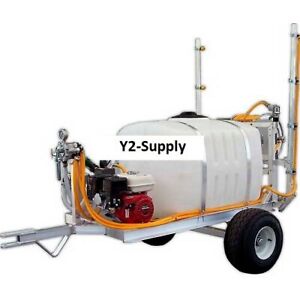 100 Gal 2-Wheel Trailer Sprayer, 5.5Hp / Ge85 Pump, 50' of 3/8" Hose, 12' Boom!