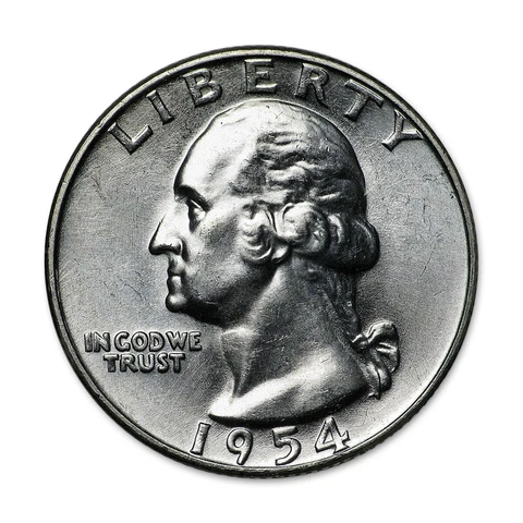 1954 D Washington Silver Quarter 25c BU Brilliant Uncirculated - Hot Deal Cover
