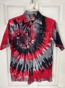 Wrangler Mens Western Short Sleeve Tie Dye Button Up Shirt Sz Small Red/Gray - Picture 1 of 6