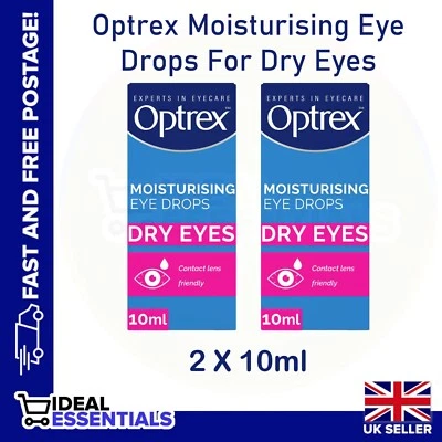 Optrex Moisturising Eye Drops For Dry Eyes. 2 pack X 10ml