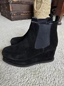 Jeffery Campbell womens 10 black suede leather Wedge boots Rochester platform - Picture 1 of 7