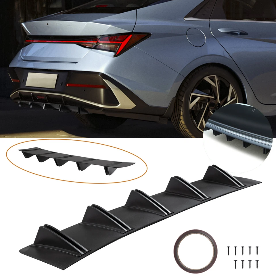 Matte Black 5 Fins Rear Bumper Diffuser Lip Spoiler Splitter For Hyundai Elantra - Image 1 of 4
