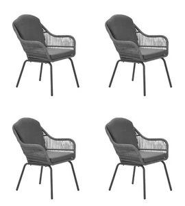 Gartenstuhl Terrassenstuhl Loungesessel Rope Dining 4 x Triton grau Aluminium - Bild 1 von 11