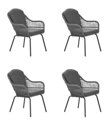 Gartenstuhl Terrassenstuhl Loungesessel Rope Dining 4 x Triton grau Aluminium - Bild 1 von 4