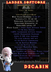 Diablo 2 D2R SC💥Ladder💥Made Call to Arms CTA Runeword💥PC/SWITCH/PS - Picture 1 of 1