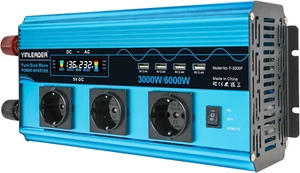 Inverter 3000 W/6000 W, Convertitore Di Tensione Sinus Puro 12 V, 230 V, Con 3 P - Foto 1 di 12