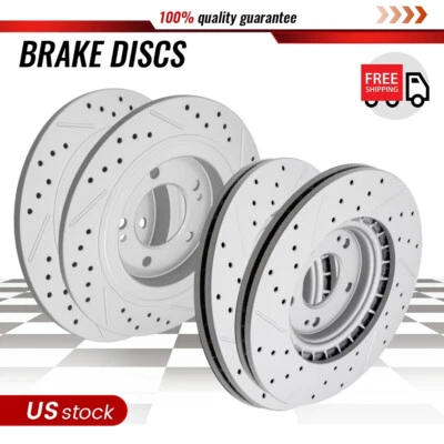 Front Rear Drilled Disc Brake Rotors for 2020 2021 2022 Hyundai Sonata Kia K5 - Image 1 of 4