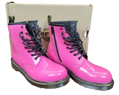 Dr. Martens Patente Rosa Con Cordones Delaney EE. UU. NIÑOS TALLA 5 MUJERES 6,5 NUEVO EN CAJA JY004 Foto 1 de 4