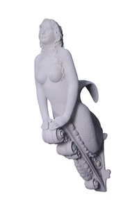 36"  Mermaid Sea Siren Whitestone Finish Large Wall Sculpture Patio Pool Decor - Picture 1 of 6