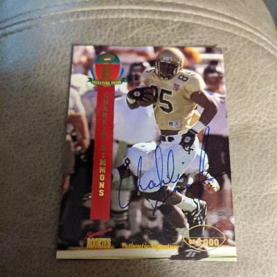 1995 Signature Rookies Football Autograph Card #38 Charlie Simmons  NM-MT - Image 1 of 2