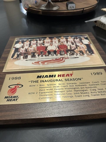 1988-89  Miami Heat “Inaugural Season” plaque. Super rare. great condition Cover