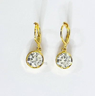 4.00 Ct White Treated Diamond Earrings In Yellow Gold Finish Color F Certified - Image 1 of 4