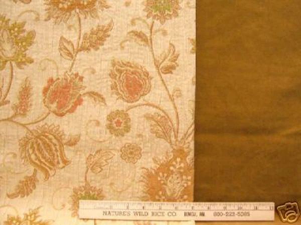  Tela de terciopelo marrón dorado 54" x 27" también floral verde crema melocotón 52x25" hágalo usted mismo Foto 1 de 1