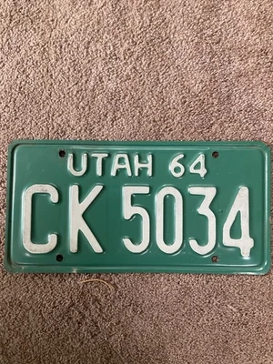 Matrícula de Utah 1964 - CK 5034 - ¡Muy bonita! Foto 1 de 2