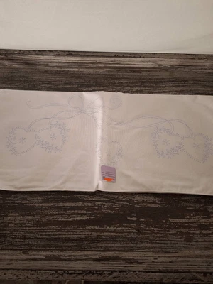 Cross Stitch Stamped Pillowcases Hearts w/ bow NEW Set of 2 - Image 1 of 4