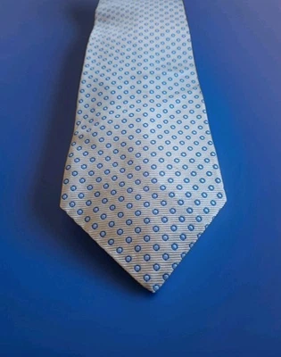 Corbata de seda dorada con círculos azules Bloomingdales Joseph And Lyman 56X4" Foto 1 de 4