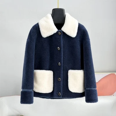 New Sheep Shearing Coat Women's Short Young Lamb Wool Fur Thicken Warm Jackets - Image 1 of 4