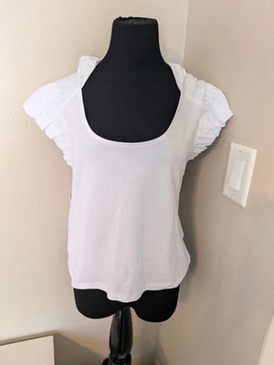 NWT Nanette Lepore Jr. Sz. S Cap Sleeves White Top Open Tie Back - Image 1 of 4
