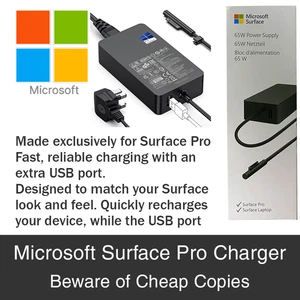 Genuine Microsoft Surface Pro 65W Power Supply Charger **BRAND NEW BOXED** - Picture 1 of 10