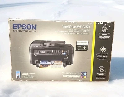 Epson Workforce WF-2650 Wireless Color Inkjet Printer Copier Scanner Fax New - Image 1 of 4