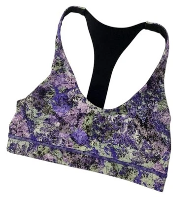 Sujetador Lululemon Break Free Nulux Vivid Vision negro púrpura deportes yoga para mujer 8 Foto 1 de 4