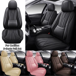 For Cadillac CT4 XT5 CT5 XT4 XT6 5-Seat Full Coverage PU Leather Car Seat Covers - Picture 1 of 22